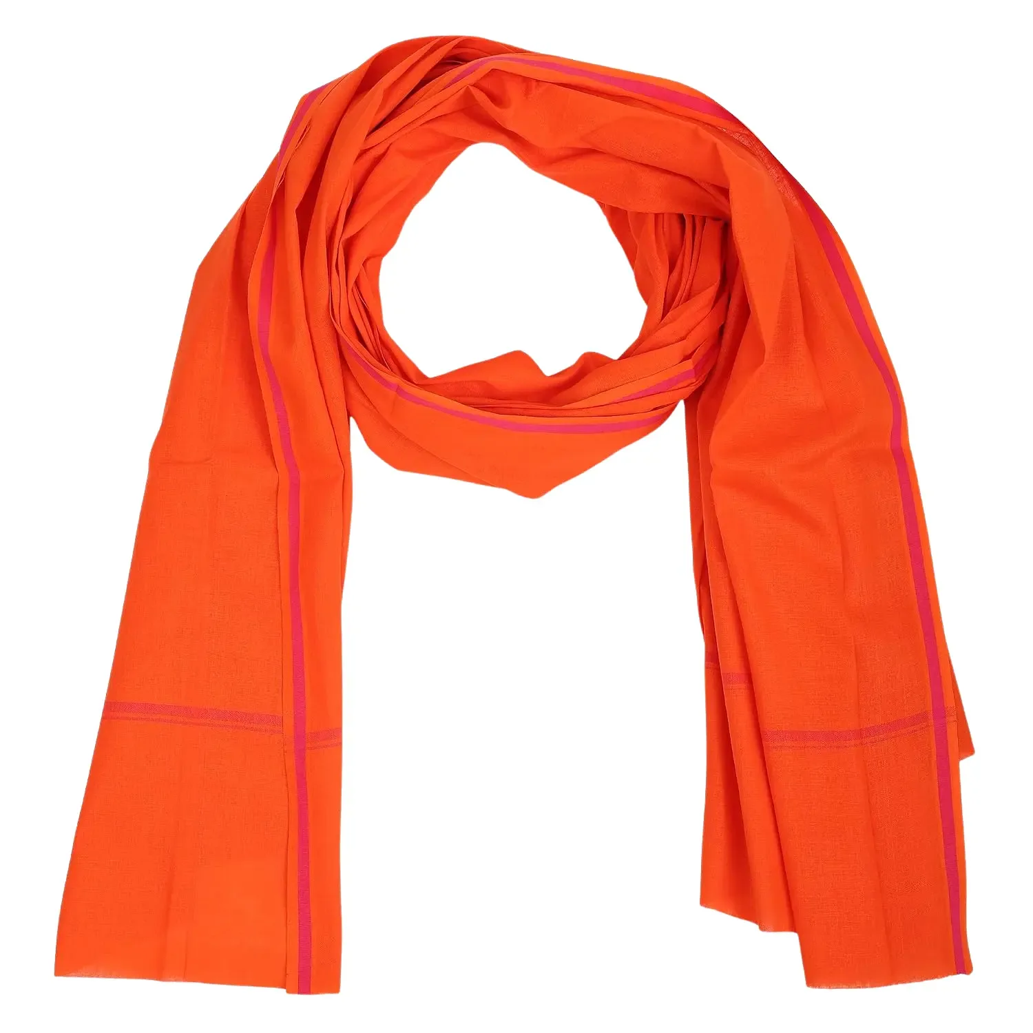 Men's Traditional Orange Red Uttoriyo – Decorative Border Angavastram photo 3