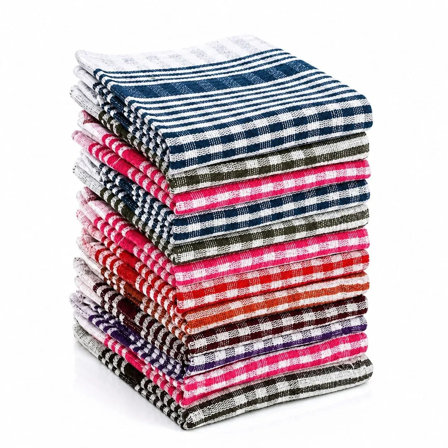 Pack of 4 Cotton Kitchen Duster Cloths 16 x 16 Inch – Multicolour Checkered Cleaning Towels
