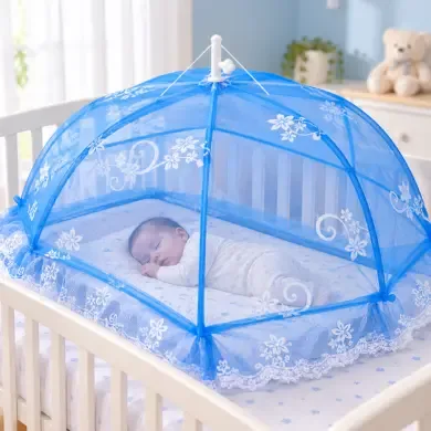 Baby Mosquito Net for Crib with Floral Design – Mint Green | Basanti Bedding photo 3