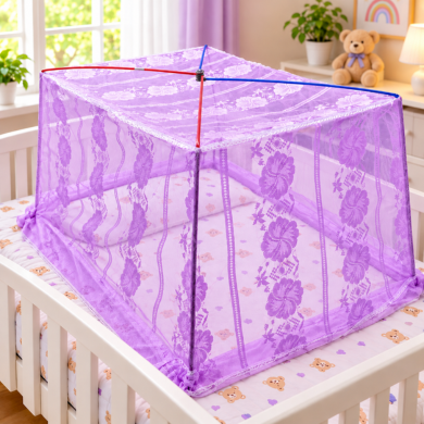 Baby 4 Stick Rectangle Mosquito Net for Baby Bed | Basanti Bedding