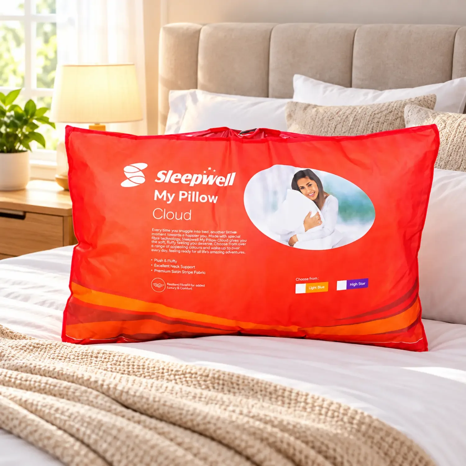 White Feather Bed Pillow – Rectangular Sleeping Pillow, 27 x 17 Inch