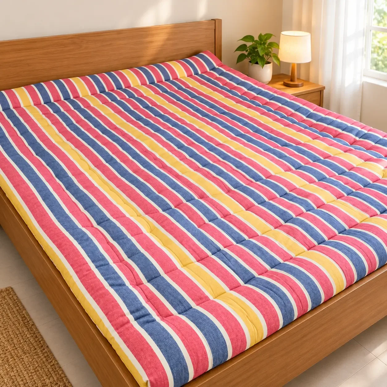 Pure Cotton Gadda Mattress 36 x 72 Inches – Blue Lining | Basanti Bedding
