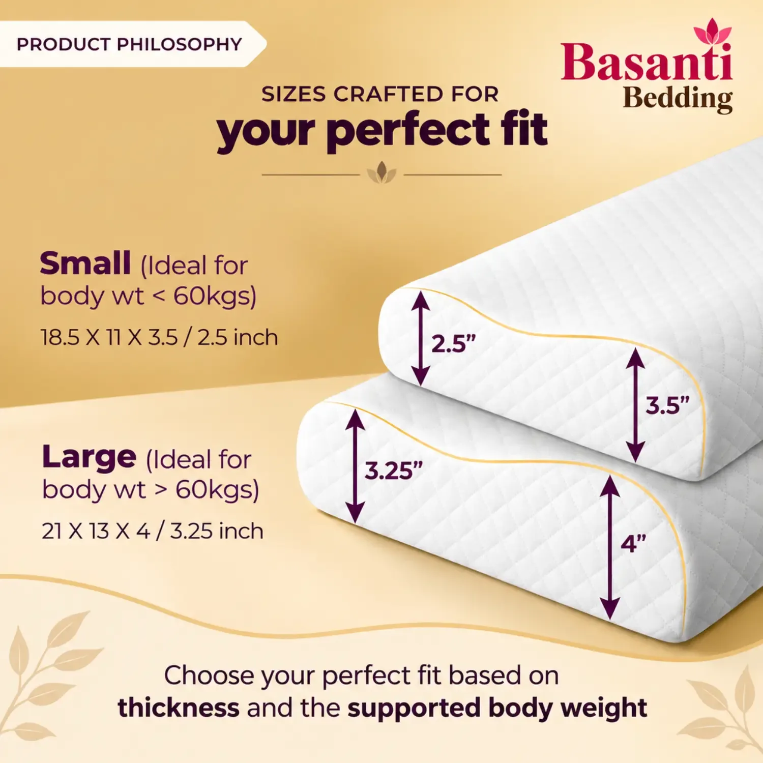 Basanti Bedding Memory Foam Cervical Pillow – Quilted Contour Pillow for Neck Support photo 3