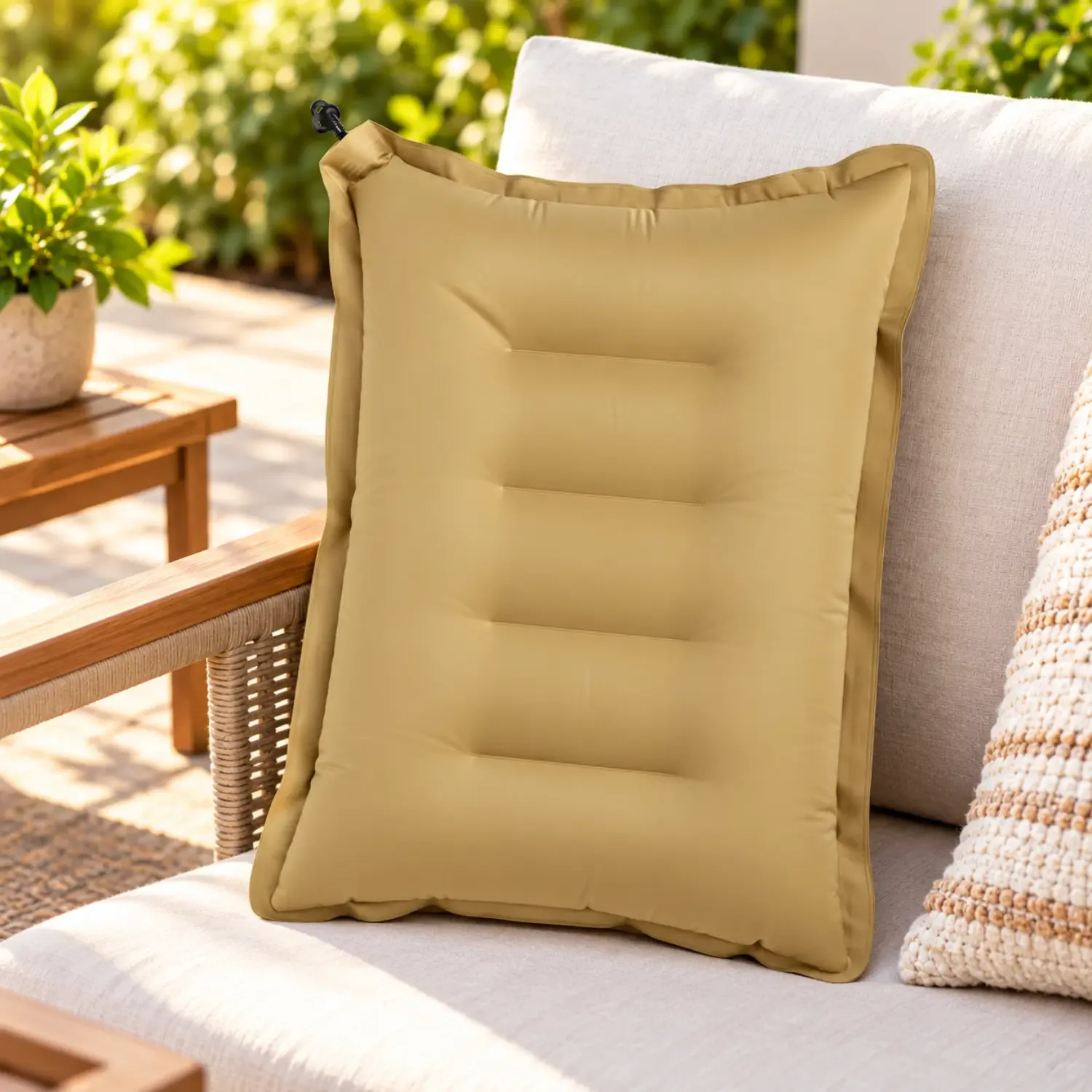 Basanti Bedding Inflatable Air Pillow – Brown Portable Travel Cushion