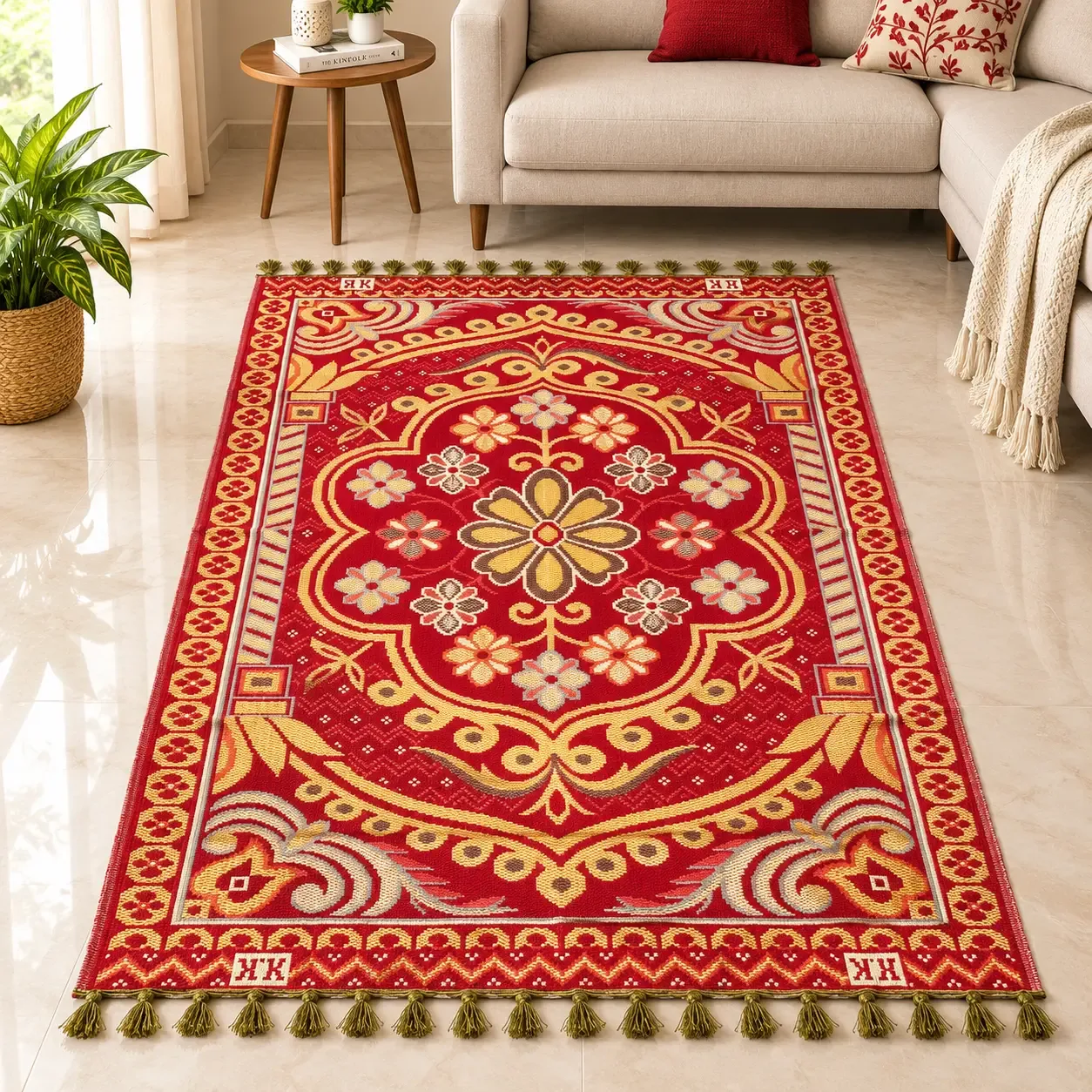 Designer Superfine Exclusive Cotton Rectangular Carpet / Area Rug / Bedside Runner / Durrie