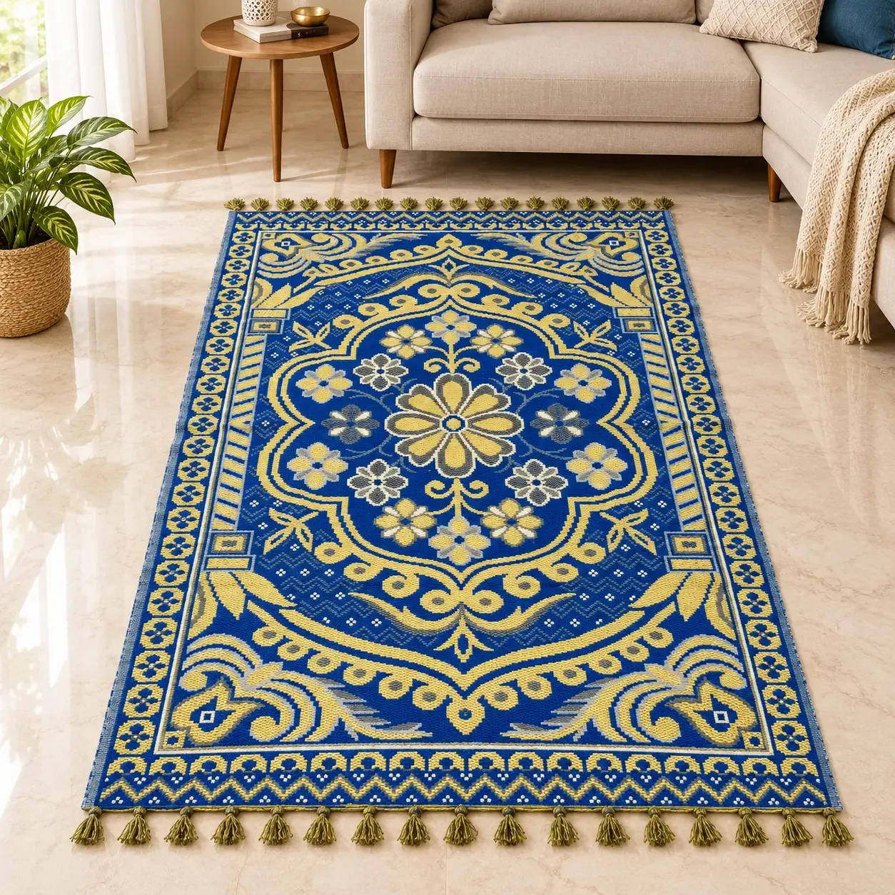 Designer Superfine Exclusive Cotton Rectangular Carpet / Area Rug / Bedside Runner / Durrie photo 4